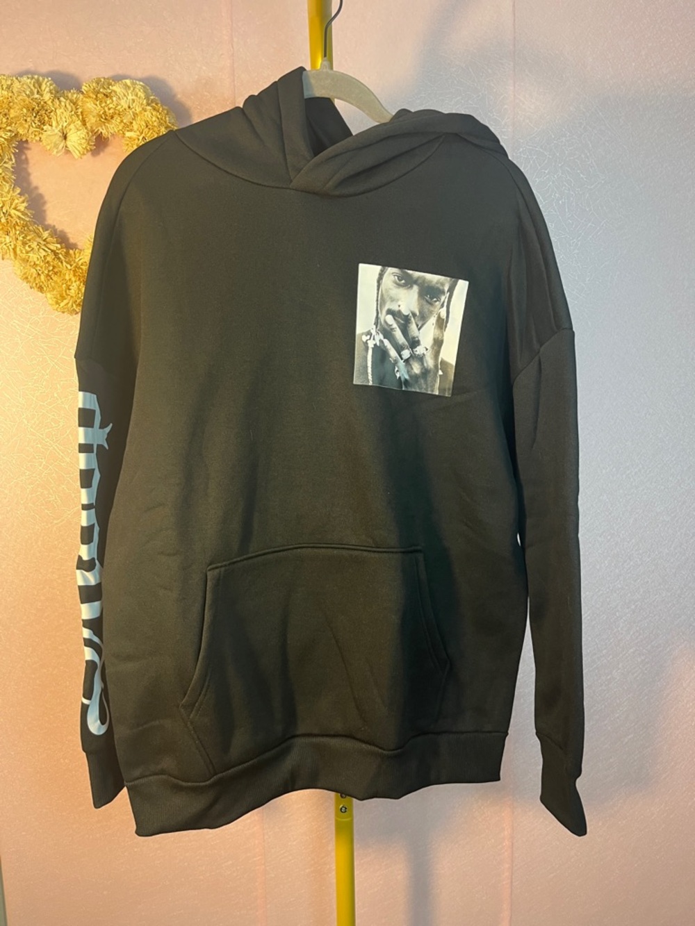 Crooks & Castles Black Pullover Hoodie with Chest Photo Graphic